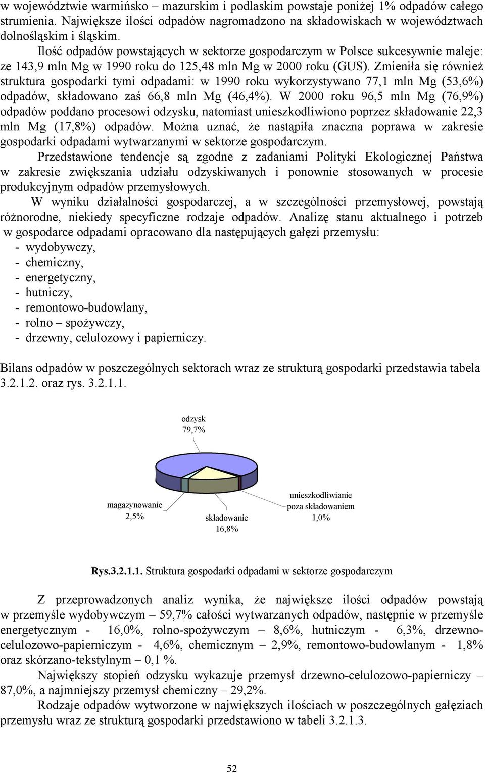 Zmieniła się również struktura gospodarki tymi odpadami: w 1990 roku wykorzystywano 77,1 mln Mg (53,6%) odpadów, składowano zaś 66,8 mln Mg (46,4%).