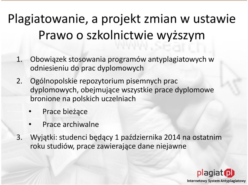 Ogólnopolskie repozytorium pisemnych prac dyplomowych, obejmujące wszystkie prace dyplomowe bronione na