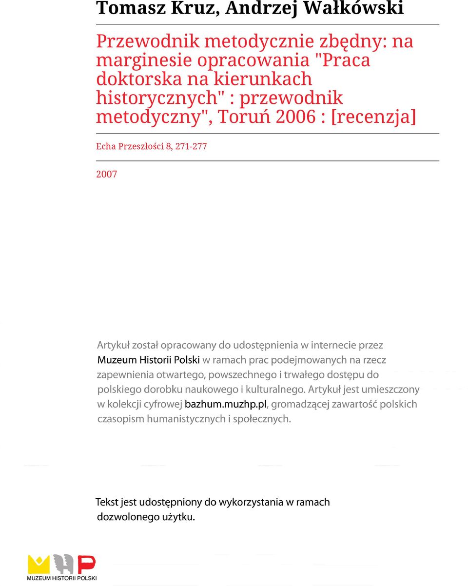 kierunkach historycznych" : przewodnik metodyczny",