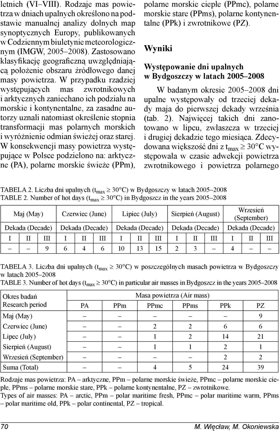 Zastosowano klasyfikację geograficzną uwzględniającą położenie obszaru źródłowego danej masy powietrza.