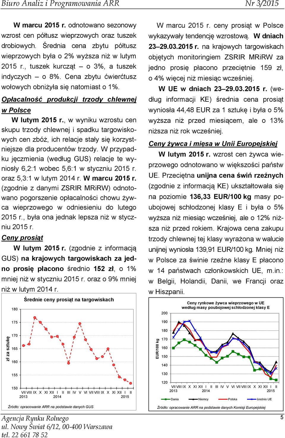 Opłacalność produkcji trzody chlewnej w Polsce W lutym r., w wyniku wzrostu cen skupu trzody chlewnej i spadku targowiskowych cen zbóż, ich relacje stały się korzystniejsze dla producentów trzody.