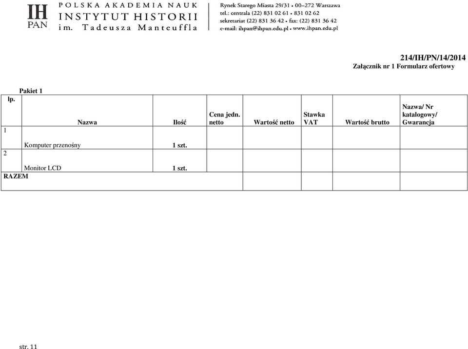 Formularz ofertowy 1