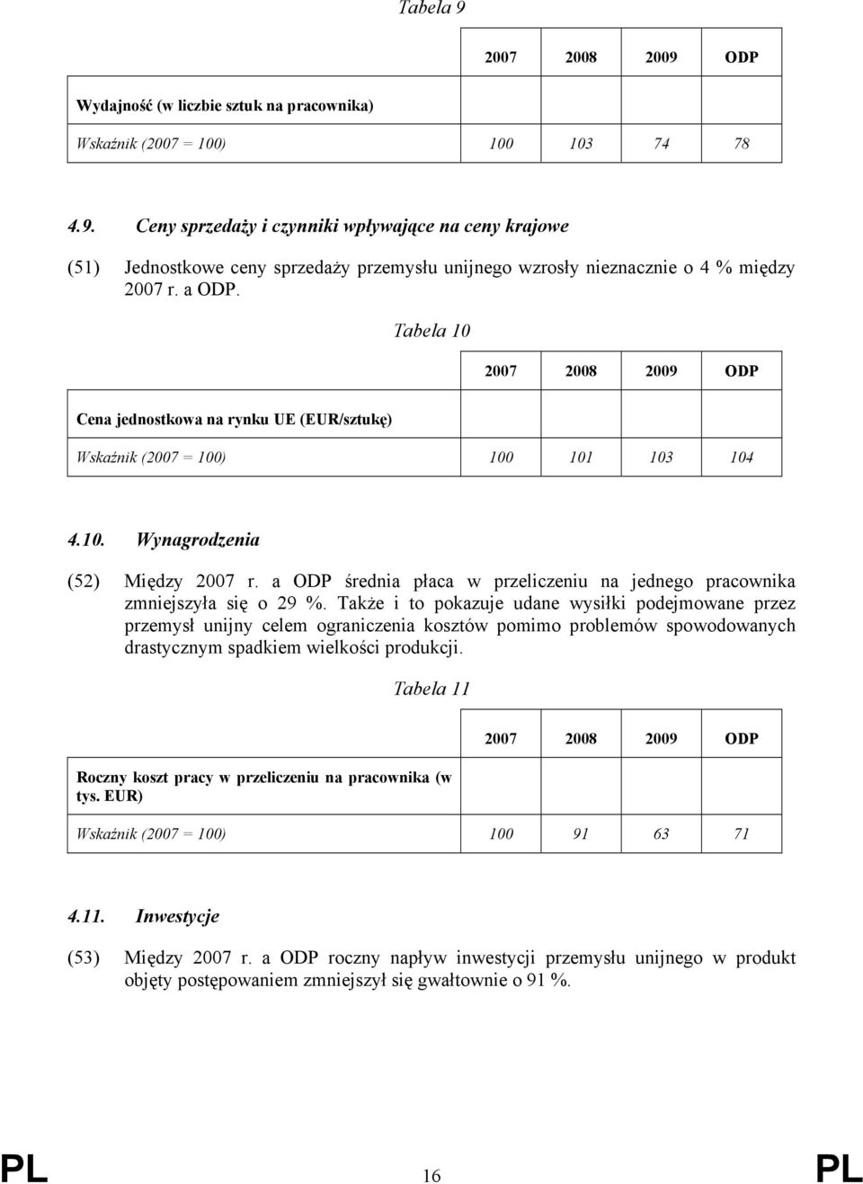 a ODP średnia płaca w przeliczeniu na jednego pracownika zmniejszyła się o 29 %.