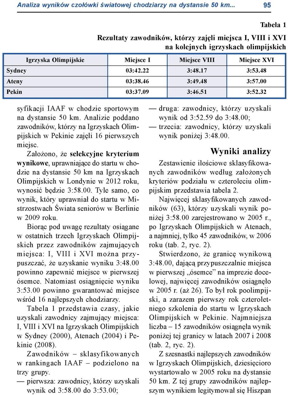 48 Ateny 03:38.46 3:49.48 3:57.00 Pekin 03:37.09 3:46.51 3:52.32 syfikacji IAAF w chodzie sportowym na dystansie 50 km.