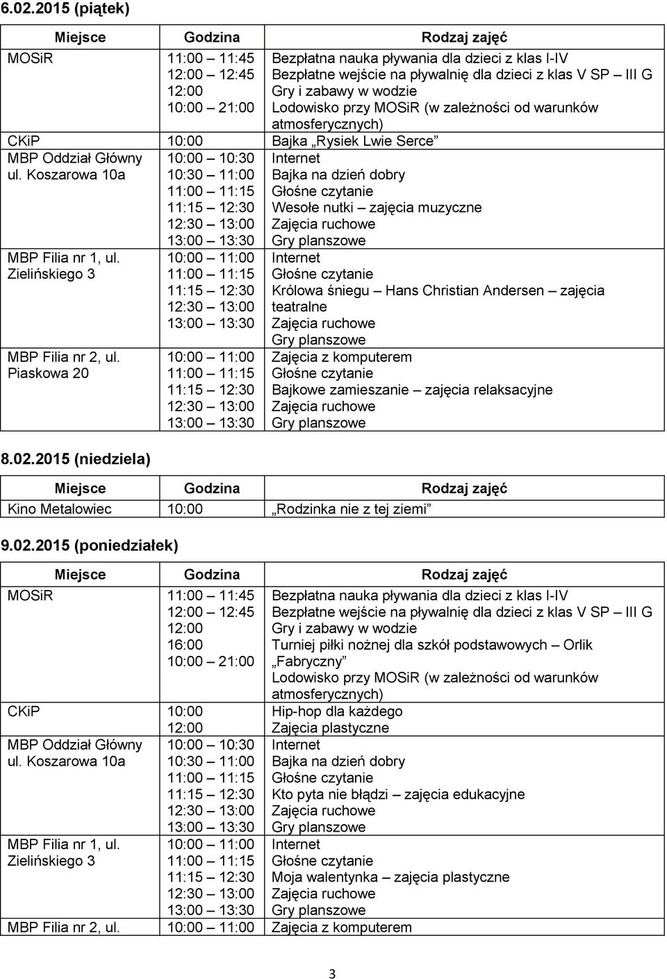 relaksacyjne Kino Metalowiec 10:00 Rodzinka nie z tej ziemi 9.02.