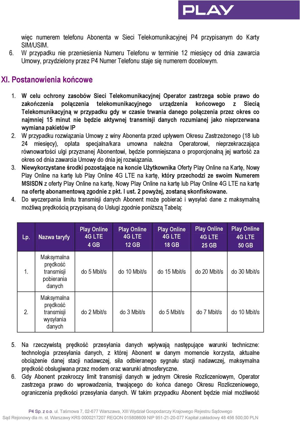 W celu ochrony zasobów Sieci Telekomunikacyjnej Operator zastrzega sobie prawo do zakończenia połączenia telekomunikacyjnego urządzenia końcowego z Siecią Telekomunikacyjną w przypadku gdy w czasie