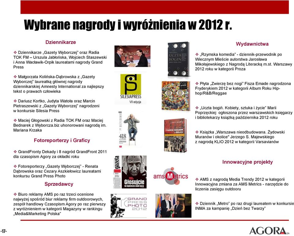 Wyborczej laureatką głównej nagrody dziennikarskiej Amnesty International za najlepszy tekst o prawach człowieka Dariusz Kortko, Judyta Watoła oraz Marcin Pietraszewski z Gazety Wyborczej nagrodzeni