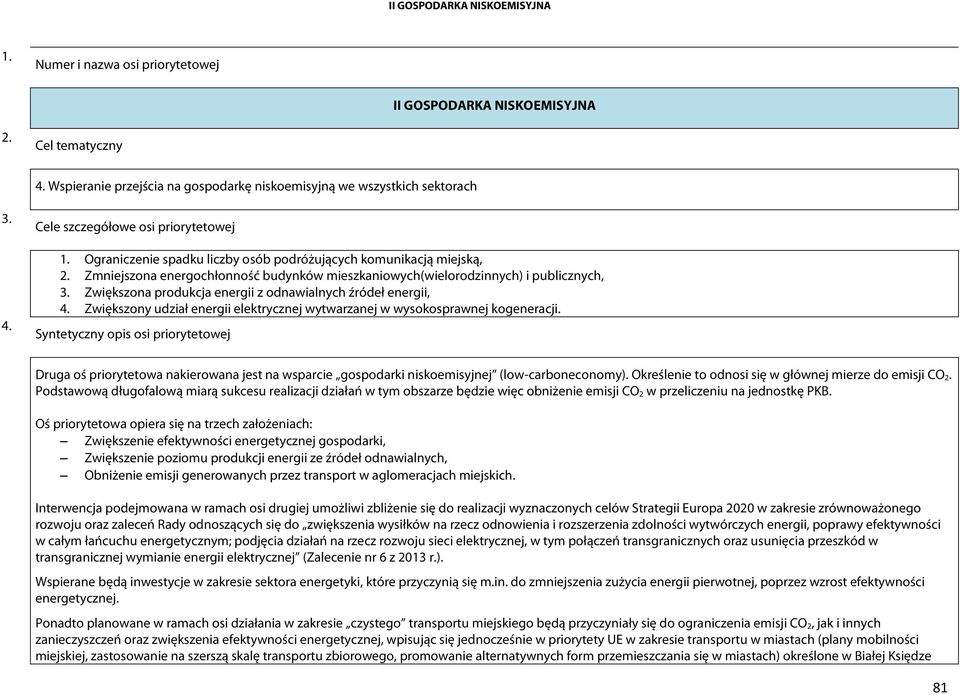 Zwiększona produkcja energii z odnawialnych źródeł energii, 4. Zwiększony udział energii elektrycznej wytwarzanej w wysokosprawnej kogeneracji.