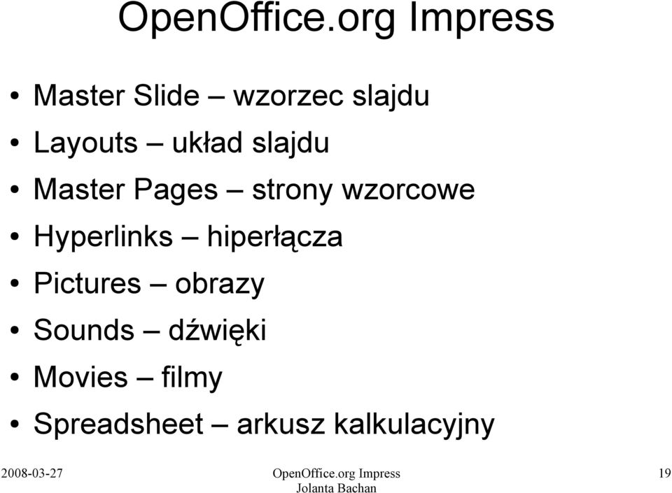 Hyperlinks hiperłącza Pictures obrazy Sounds