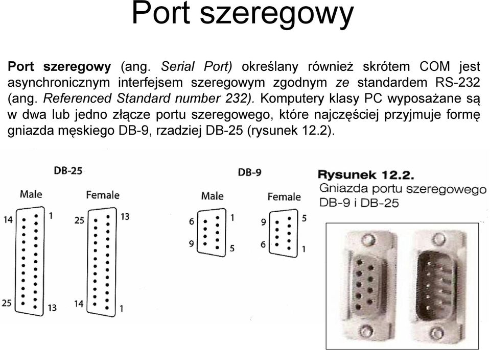 zgodnym ze standardem RS 232 (ang. Referenced Standard number 232).