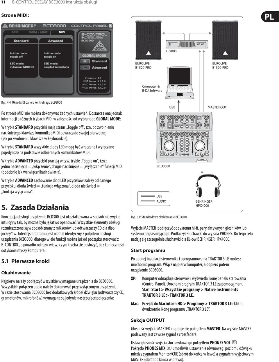 Dostarcza ona jednak informacji o różnych trybach MIDI w zależności od wybranego GLOBAL MODE: W trybie STANDARD przyciski mają status Toggle off, tzn.