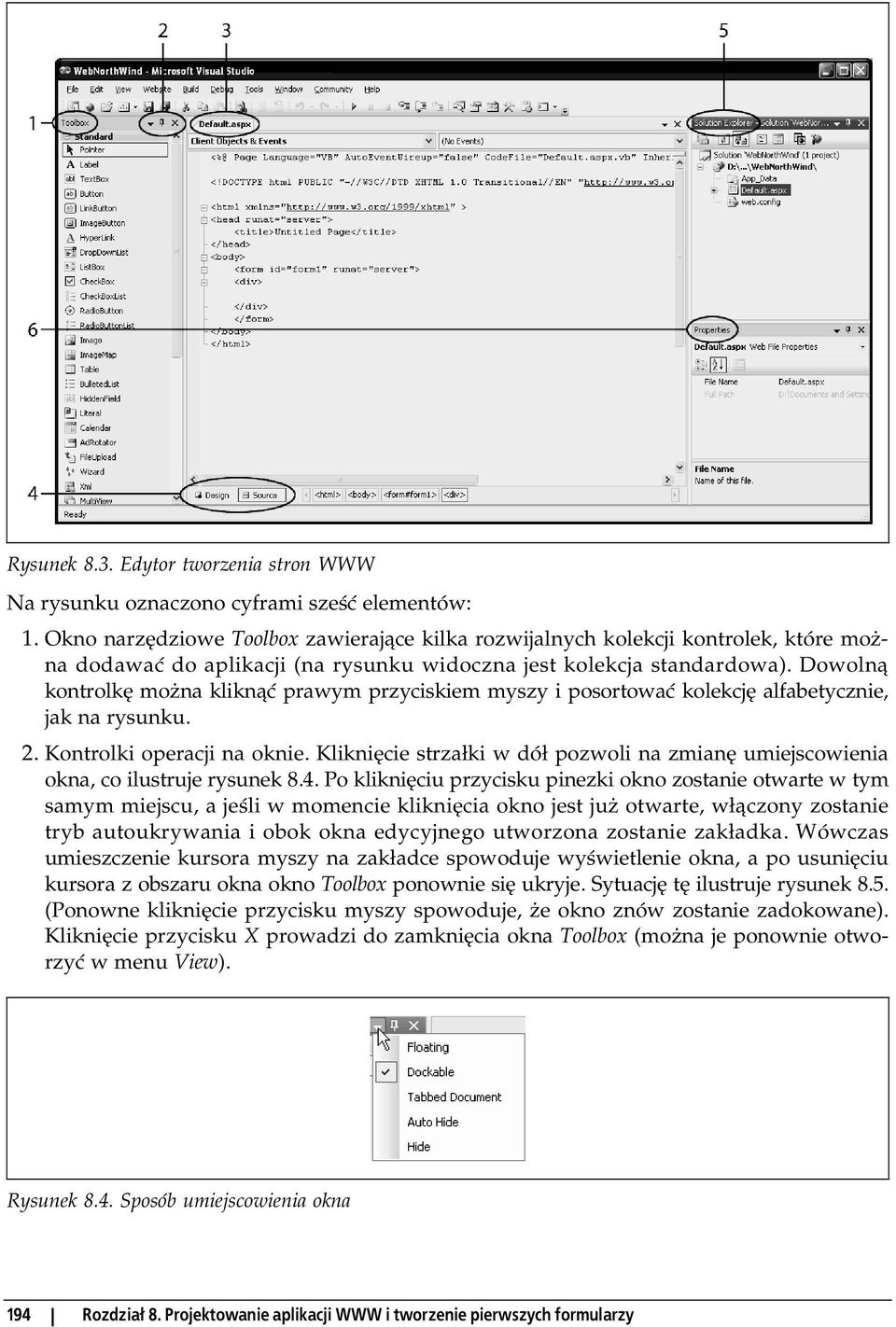 Dowolną kontrolkę można kliknąć prawym przyciskiem myszy i posortować kolekcję alfabetycznie, jak na rysunku. 2. Kontrolki operacji na oknie.