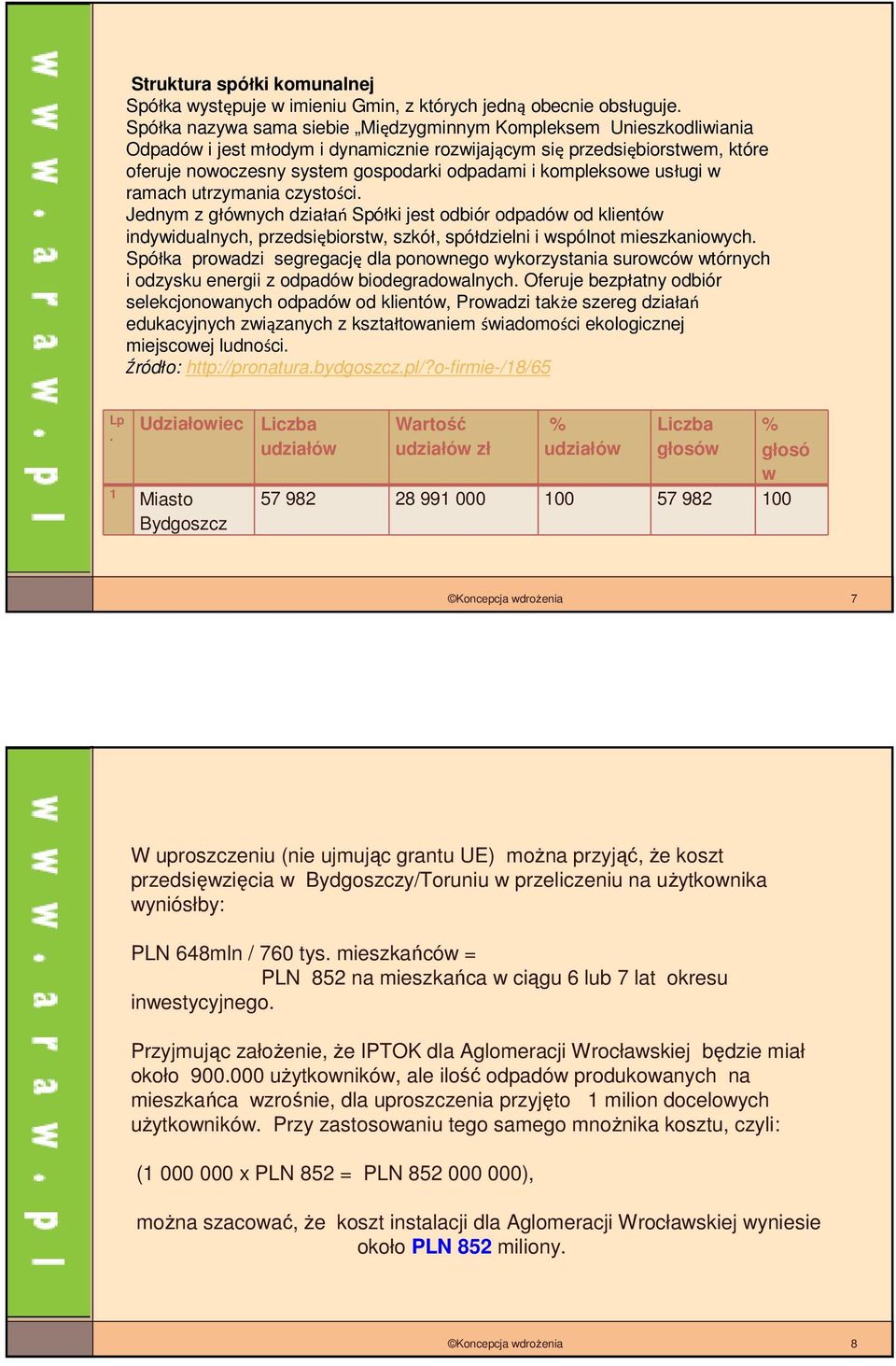 kompleksowe usługi w ramach utrzymania czystości. Jednym z głównych działań Spółki jest odbiór odpadów od klientów indywidualnych, przedsiębiorstw, szkół, spółdzielni i wspólnot mieszkaniowych.