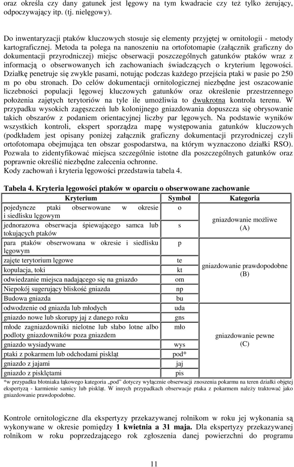 Metoda ta polega na nanoszeniu na ortofotomapie (załącznik graficzny do dokumentacji przyrodniczej) miejsc obserwacji poszczególnych gatunków ptaków wraz z informacją o obserwowanych ich zachowaniach