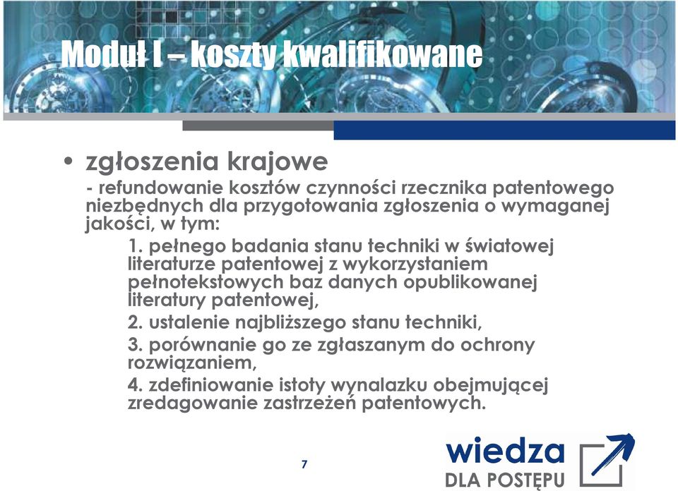 pełnego badania stanu techniki w światowej literaturze patentowej z wykorzystaniem pełnotekstowych baz danych opublikowanej