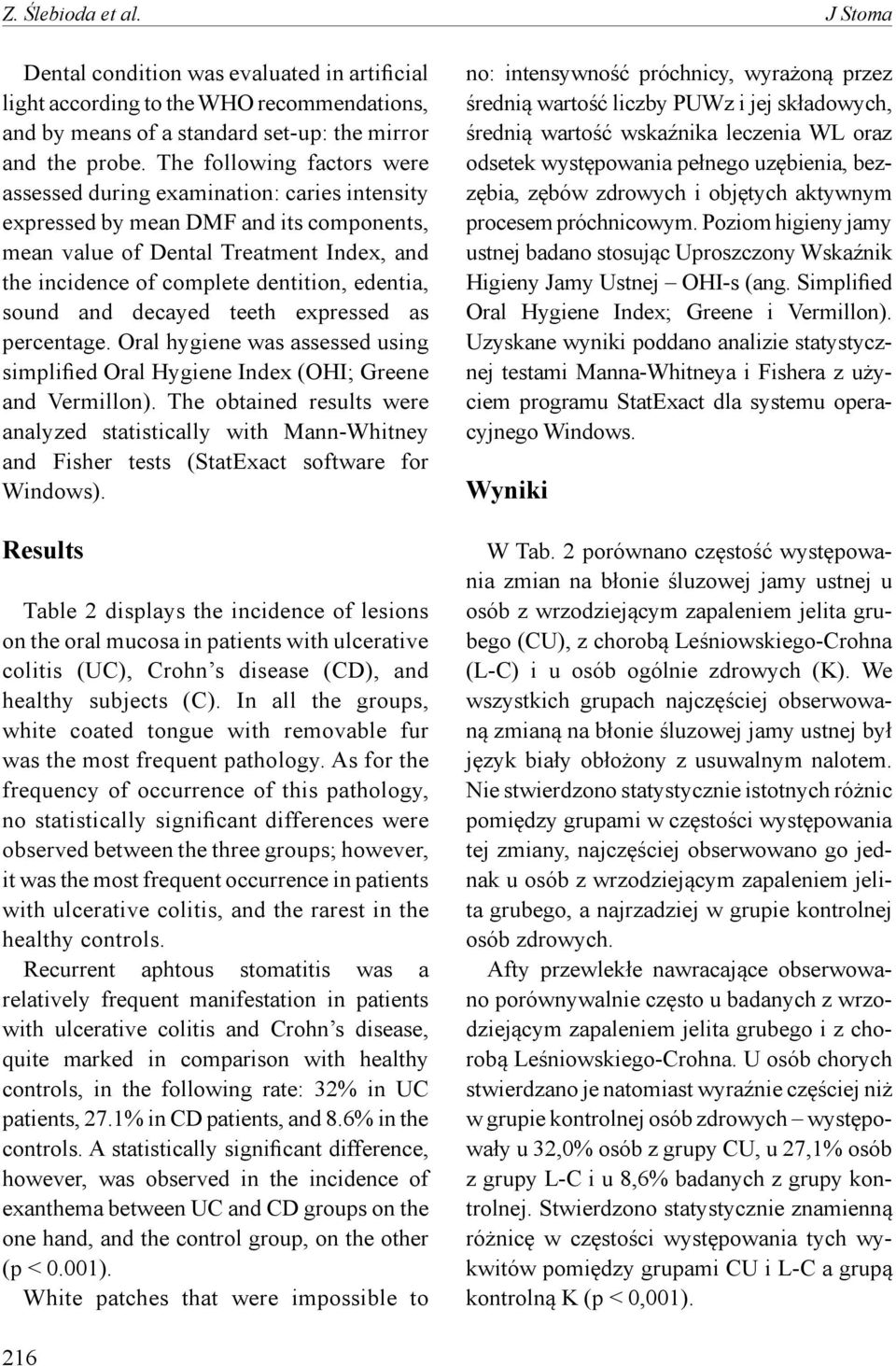 edentia, sound and decayed teeth expressed as percentage. Oral hygiene was assessed using simplified Oral Hygiene Index (OHI; Greene and Vermillon).