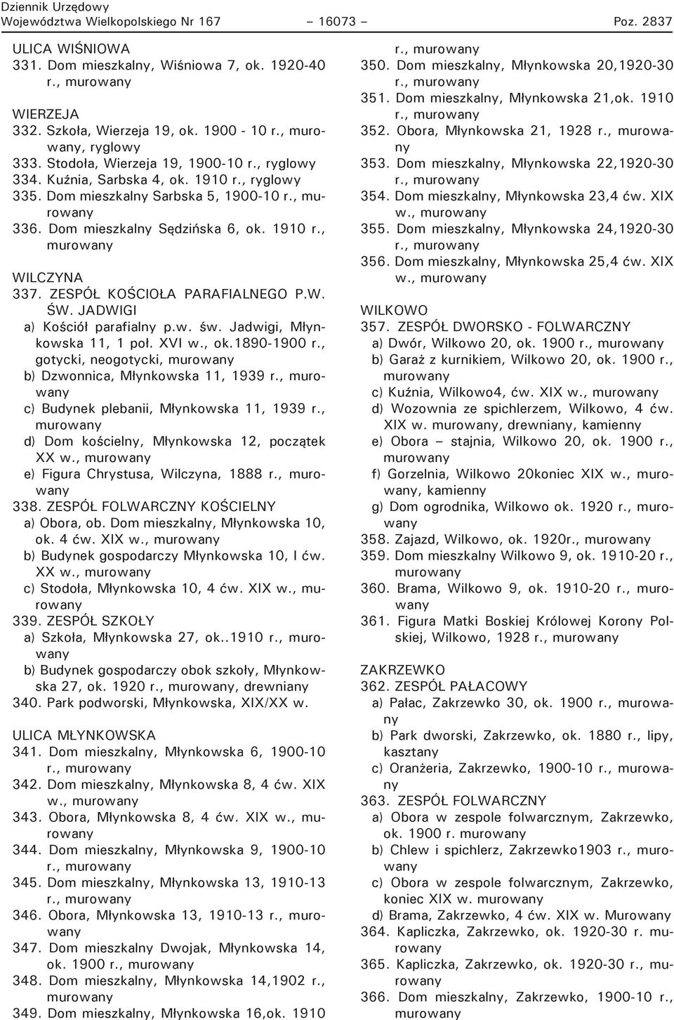 ZESPÓŁ KOŚCIOŁA PARAFIALNEGO P.W. ŚW. JADWIGI a) Kościół parafialny p.w. św. Jadwigi, Młynkowska 11, 1 poł. XVI w., ok.1890-1900 r., gotycki, neogotycki, b) Dzwonnica, Młynkowska 11, 1939 r.