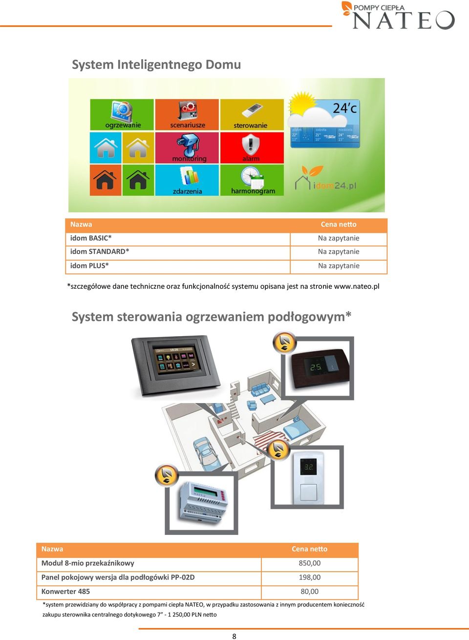 pl System sterowania ogrzewaniem podłogowym* Moduł 8-mio przekaźnikowy 850,00 Panel pokojowy wersja dla podłogówki PP-02D 198,00