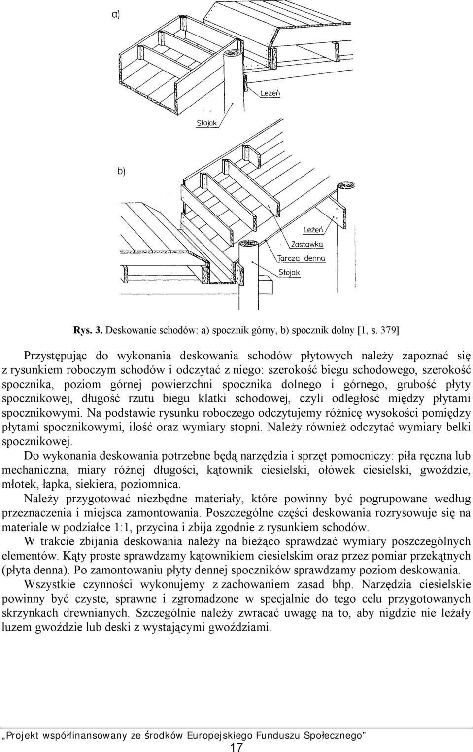 powierzchni spocznika dolnego i górnego, grubość płyty spocznikowej, długość rzutu biegu klatki schodowej, czyli odległość między płytami spocznikowymi.