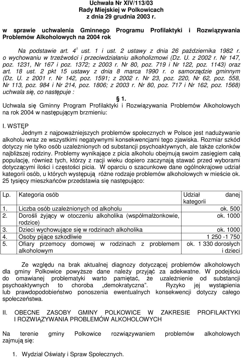 719 i Nr 122, poz. 1143) oraz art. 18 ust. 2 pkt 15 ustawy z dnia 8 marca 1990 r. o samorządzie gminnym (Dz. U. z 2001 r. Nr 142, poz. 1591; z 2002 r. Nr 23, poz. 220, Nr 62, poz. 558, Nr 113, poz.