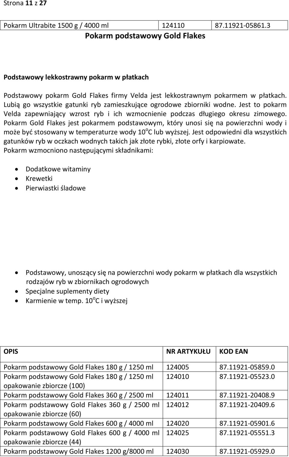 Lubią go wszystkie gatunki ryb zamieszkujące ogrodowe zbiorniki wodne. Jest to pokarm Velda zapewniający wzrost ryb i ich wzmocnienie podczas długiego okresu zimowego.