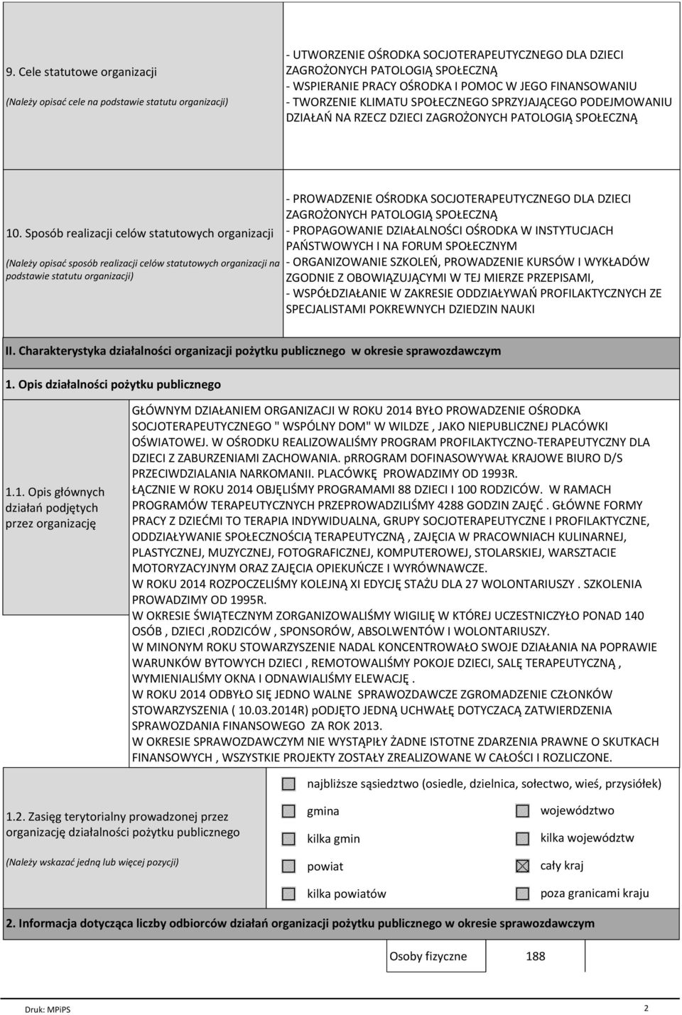 Sposób realizacji celów statutowych organizacji (Należy opisać sposób realizacji celów statutowych organizacji na podstawie statutu organizacji) - PROWADZENIE OŚRODKA SOCJOTERAPEUTYCZNEGO DLA DZIECI