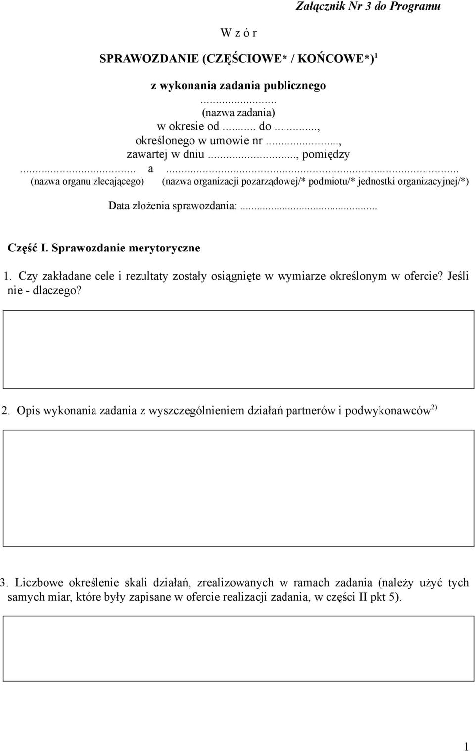 Sprawozdanie merytoryczne 1. Czy zakładane cele i rezultaty zostały osiągnięte w wymiarze określonym w ofercie? Jeśli nie - dlaczego? 2.