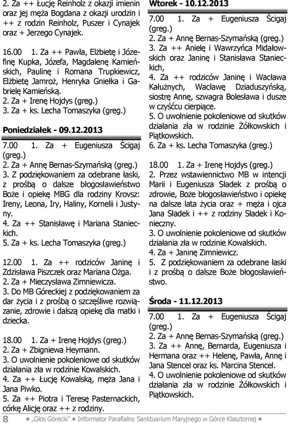 Lecha Tomaszyka Poniedziałek - 09.12.2013 2. Za + Annę Bernas-Szymańską 3.
