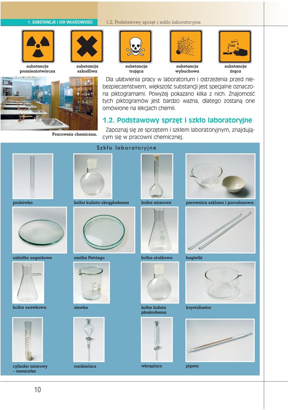 Podstawowy sprz t i szk o laboratoryjne Zapoznaj si ze sprz tem i szk em laboratoryjnym, znajdujàcym si w pracowni chemicznej.