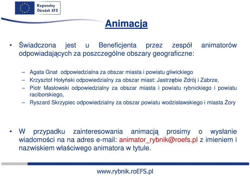 obszar miasta i powiatu rybnickiego i powiatu raciborskiego, Ryszard Skrzypiec odpowiedzialny za obszar powiatu wodzisławskiego i miasta śory W