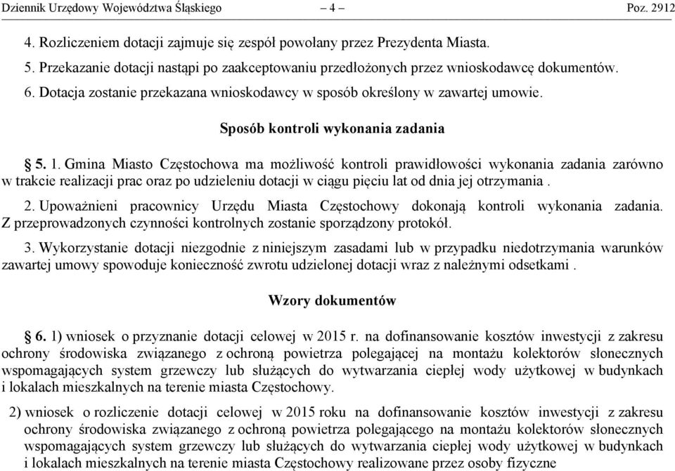 Sposób kontroli wykonania zadania 5. 1.