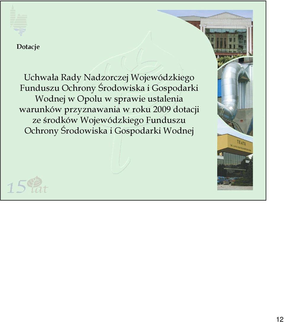 ustalenia warunków przyznawania w roku 2009 dotacji ze