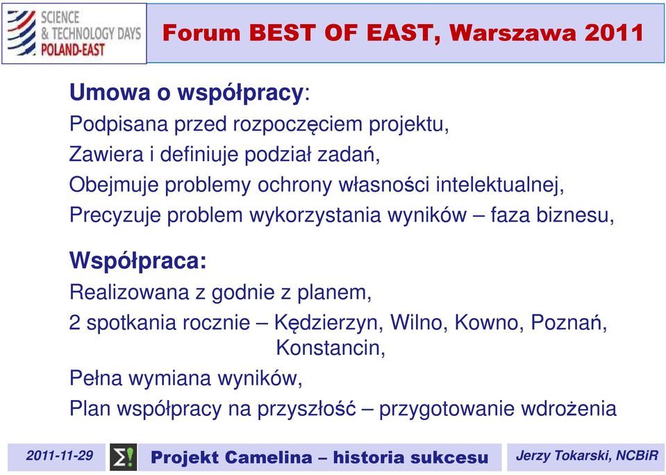 biznesu, Współpraca: Realizowana z godnie z planem, 2 spotkania rocznie Kędzierzyn, Wilno,