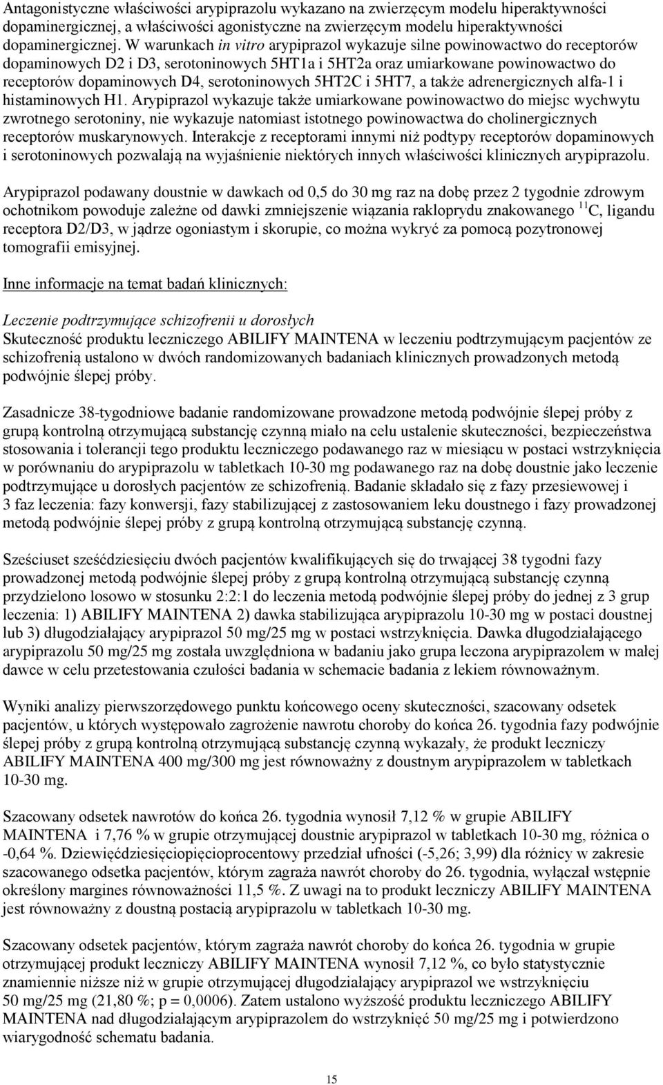 serotoninowych 5HT2C i 5HT7, a także adrenergicznych alfa-1 i histaminowych H1.