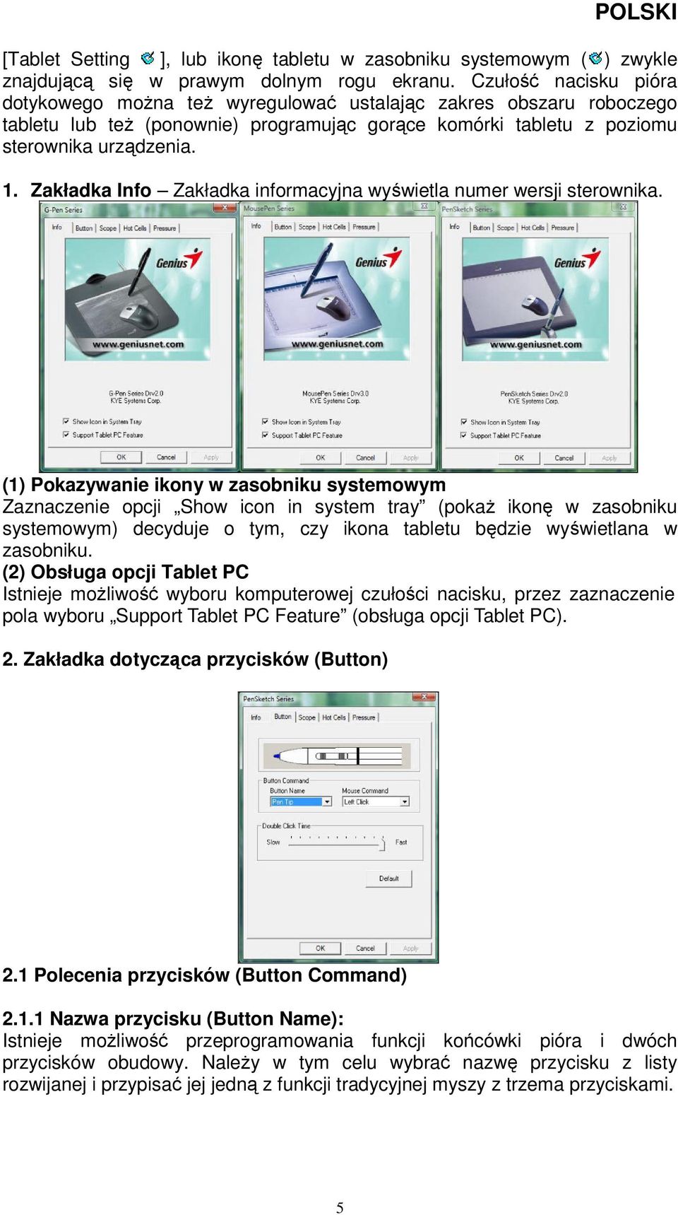 Zakładka Info Zakładka informacyjna wyświetla numer wersji sterownika.