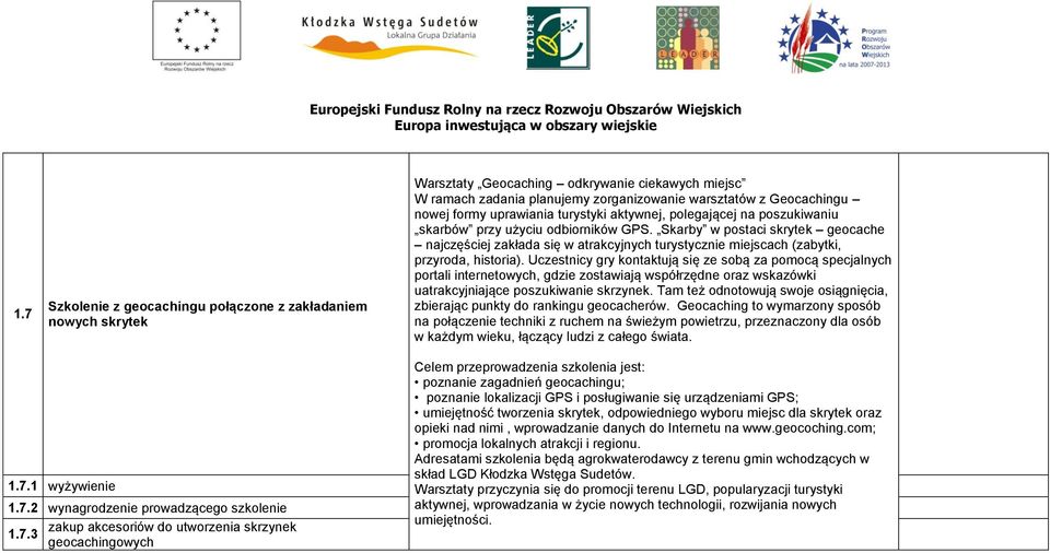 Skarby w postaci skrytek geocache najczęściej zakłada się w atrakcyjnych turystycznie miejscach (zabytki, przyroda, historia).