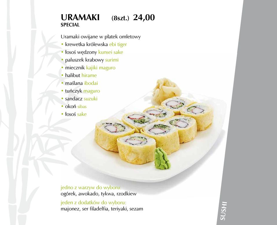 kunsei sake paluszek krabowy surimi miecznik kajiki maguro halibut hirame maślana ibodai