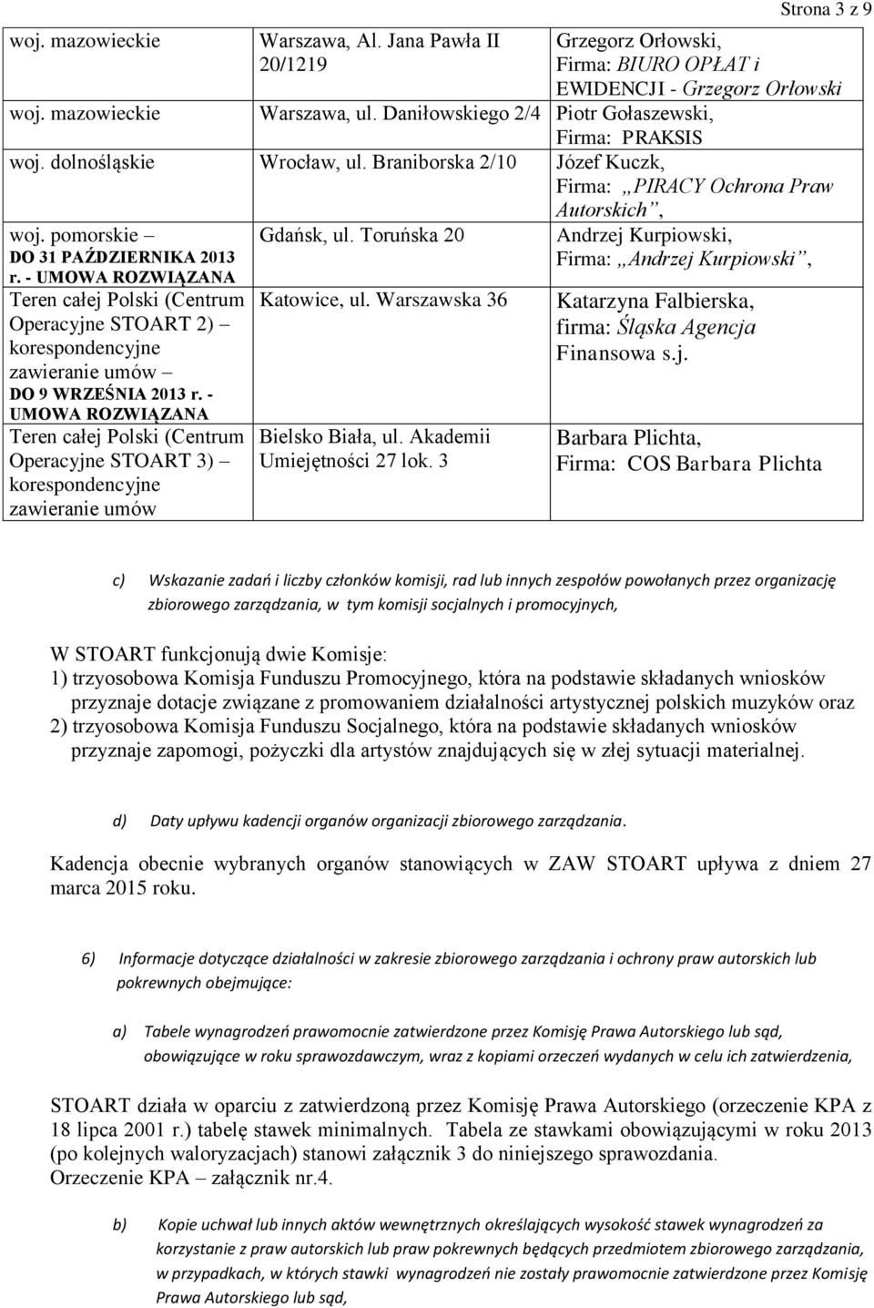 - UMOWA ROZWIĄZANA Teren całej Polski (Centrum Operacyjne STOART 2) korespondencyjne zawieranie umów DO 9 WRZEŚNIA 2013 r.