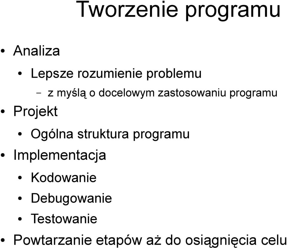 Ogólna struktura programu Implementacja Kodowanie