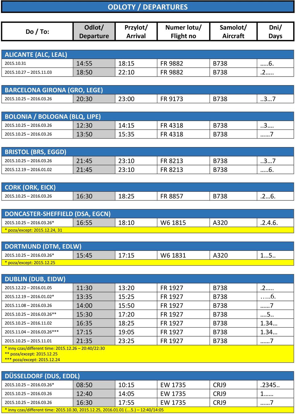 10.25 2016.03.26 21:45 23:10 FR 8213 B738..3 7 2015.12.19 2016.01.02 21:45 23:10 FR 8213 B738..6. CORK (ORK, EICK) 2015.10.25 2016.03.26 16:30 18:25 FR 8857 B738.2 6.