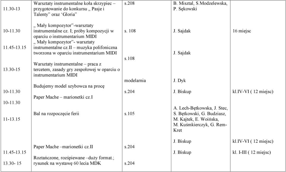 ii muzyka polifoniczna tworzona w oparciu instrumentarium MIDI Warsztaty instrumentalne praca z tercetem, zasady gry zespołowej w oparciu o instrumentarium MIDI Budujemy model szybowca na procę Paper