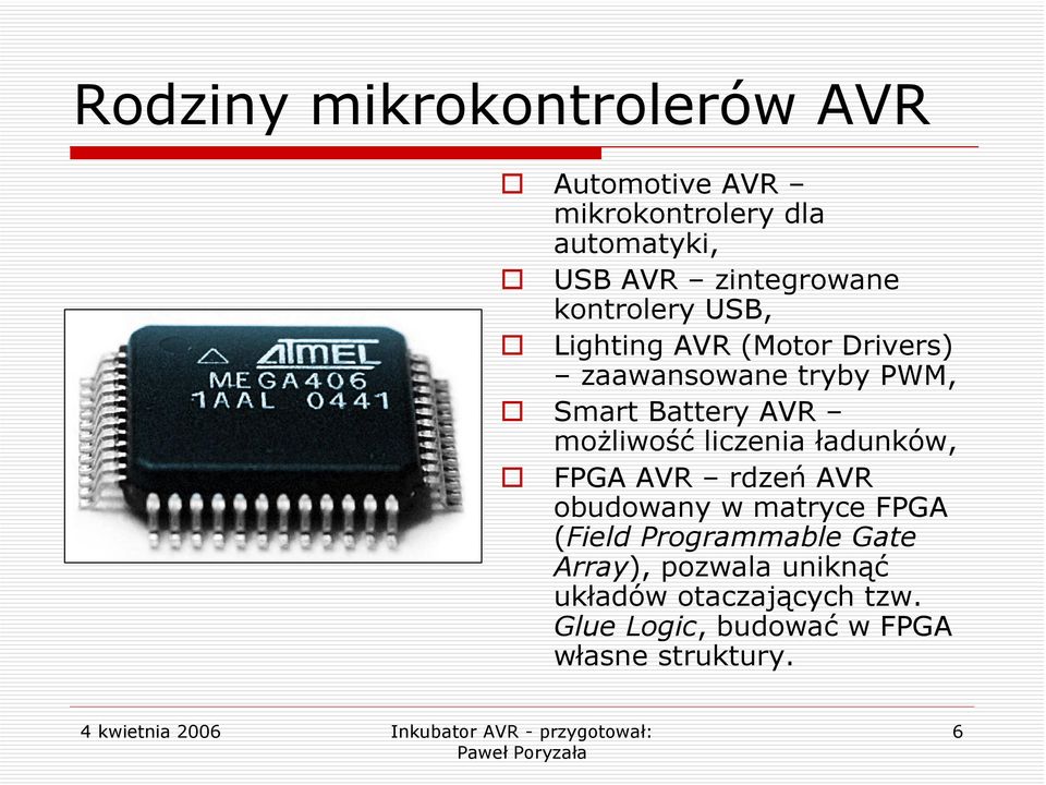 Battery AVR możliwość liczenia ładunków, FPGA AVR rdzeń AVR obudowany w matryce FPGA (Field