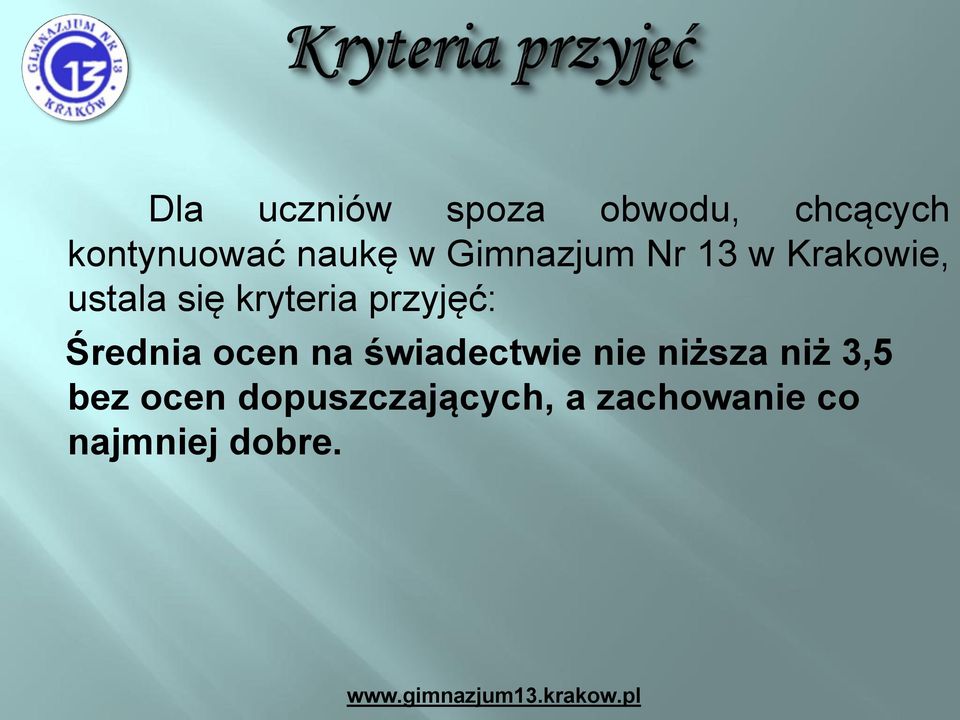 przyjęć: Średnia ocen na świadectwie nie niższa niż