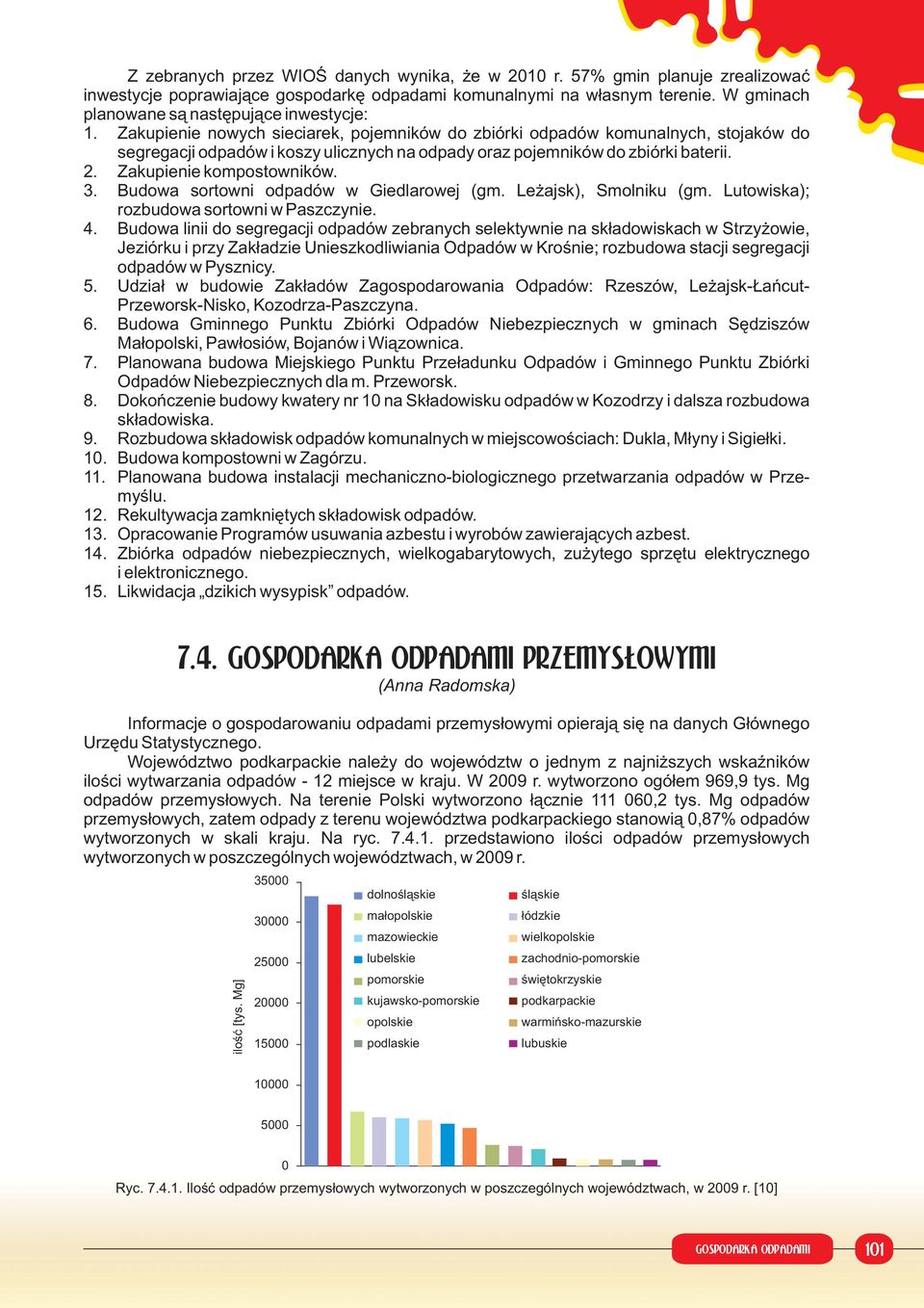 Zakupienie nowych sieciarek, pojemników do zbiórki odpadów komunalnych, stojaków do segregacji odpadów i koszy ulicznych na odpady oraz pojemników do zbiórki baterii. 2. Zakupienie kompostowników. 3.