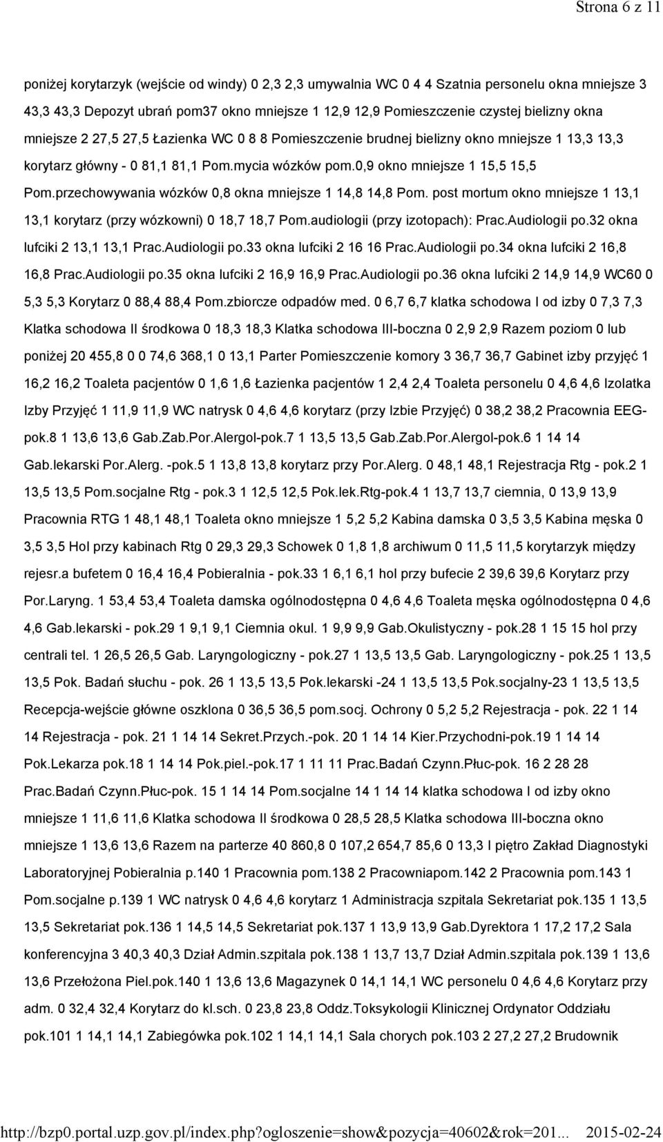 przechowywania wózków 0,8 okna mniejsze 1 14,8 14,8 Pom. post mortum okno mniejsze 1 13,1 13,1 korytarz (przy wózkowni) 0 18,7 18,7 Pom.audiologii (przy izotopach): Prac.Audiologii po.