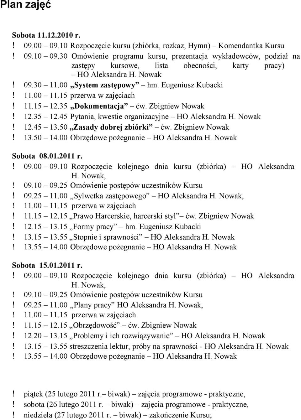 35 Dokumentacja ćw. Zbigniew Nowak! 12.35 12.45 Pytania, kwestie organizacyjne HO Aleksandra H. Nowak! 12.45 13.50 Zasady dobrej zbiórki ćw. Zbigniew Nowak! 13.50 14.