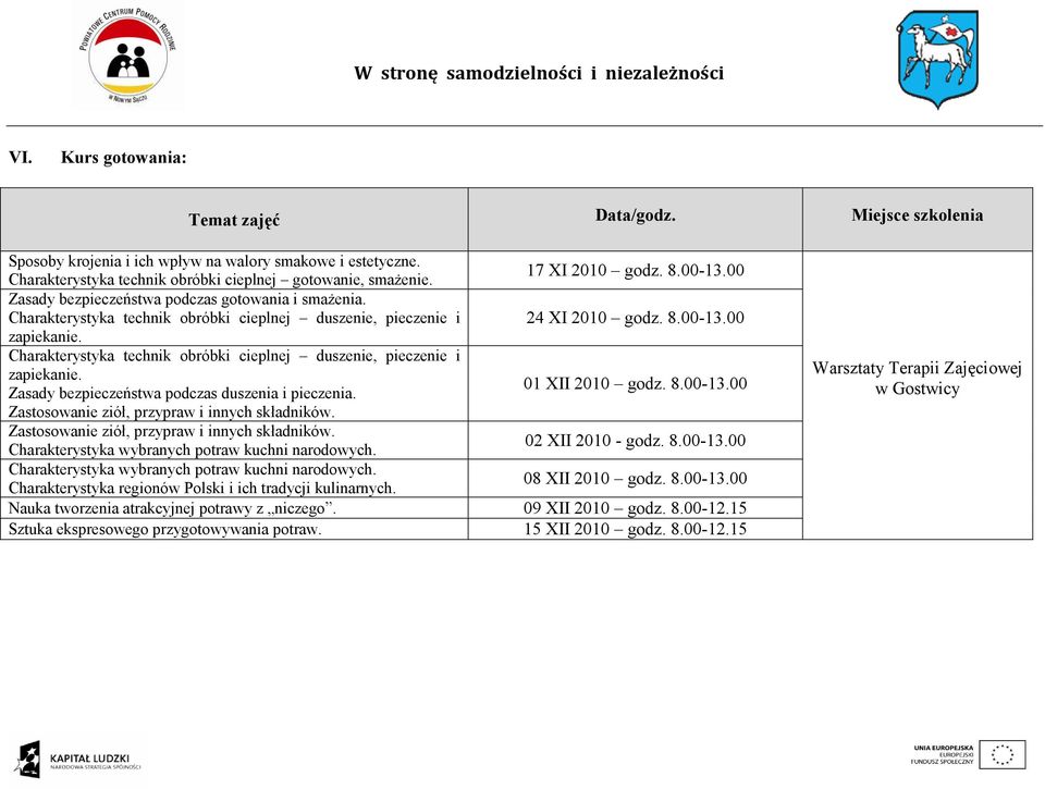 Charakterystyka technik obróbki cieplnej duszenie, pieczenie i zapiekanie. Zasady bezpieczeństwa podczas duszenia i pieczenia. 01 XII 2010 godz. 8.00-13.