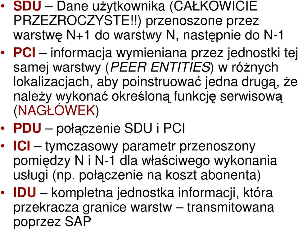 ENTITIES) w różnych lokalizacjach, aby poinstruować jedna drugą, że należy wykonać określoną funkcję serwisową (NAGŁÓWEK) PDU