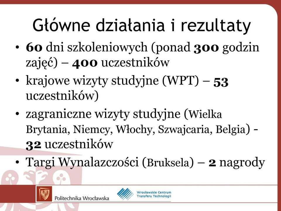 zagraniczne wizyty studyjne (Wielka Brytania, Niemcy, Włochy,