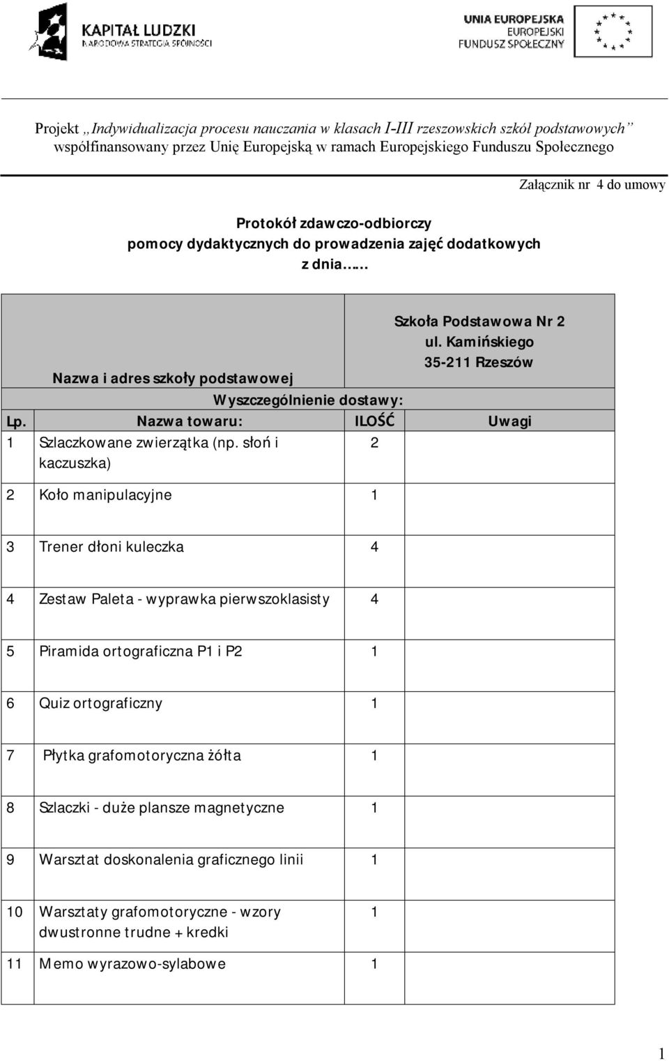 słoń i kaczuszka) 2 2 Koło manipulacyjne 3 Trener dłoni kuleczka 4 4 Zestaw Paleta - wyprawka pierwszoklasisty 4 5 Piramida ortograficzna P i P2 6 Quiz